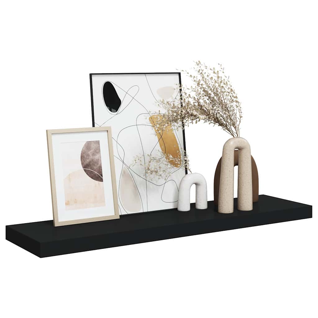 Pakabinama sieninė lentyna, juodos spalvos, 90x23,5x3,8cm, MDF