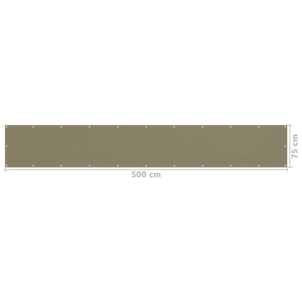 Balkono pertvara, taupe spalvos, 75x500cm, HDPE