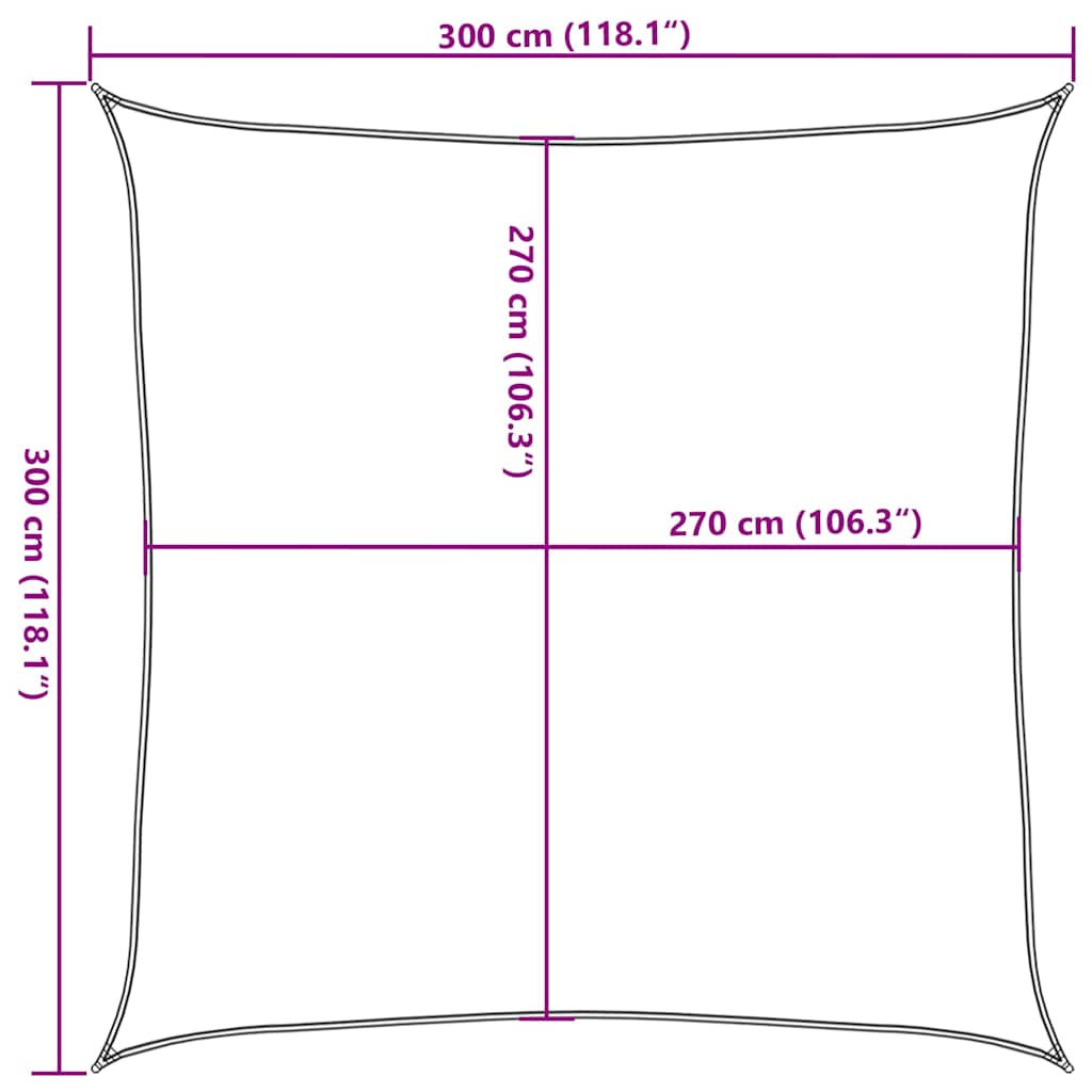Uždanga nuo saulės, baltos spalvos, 3x3m, HDPE, 160g/m²