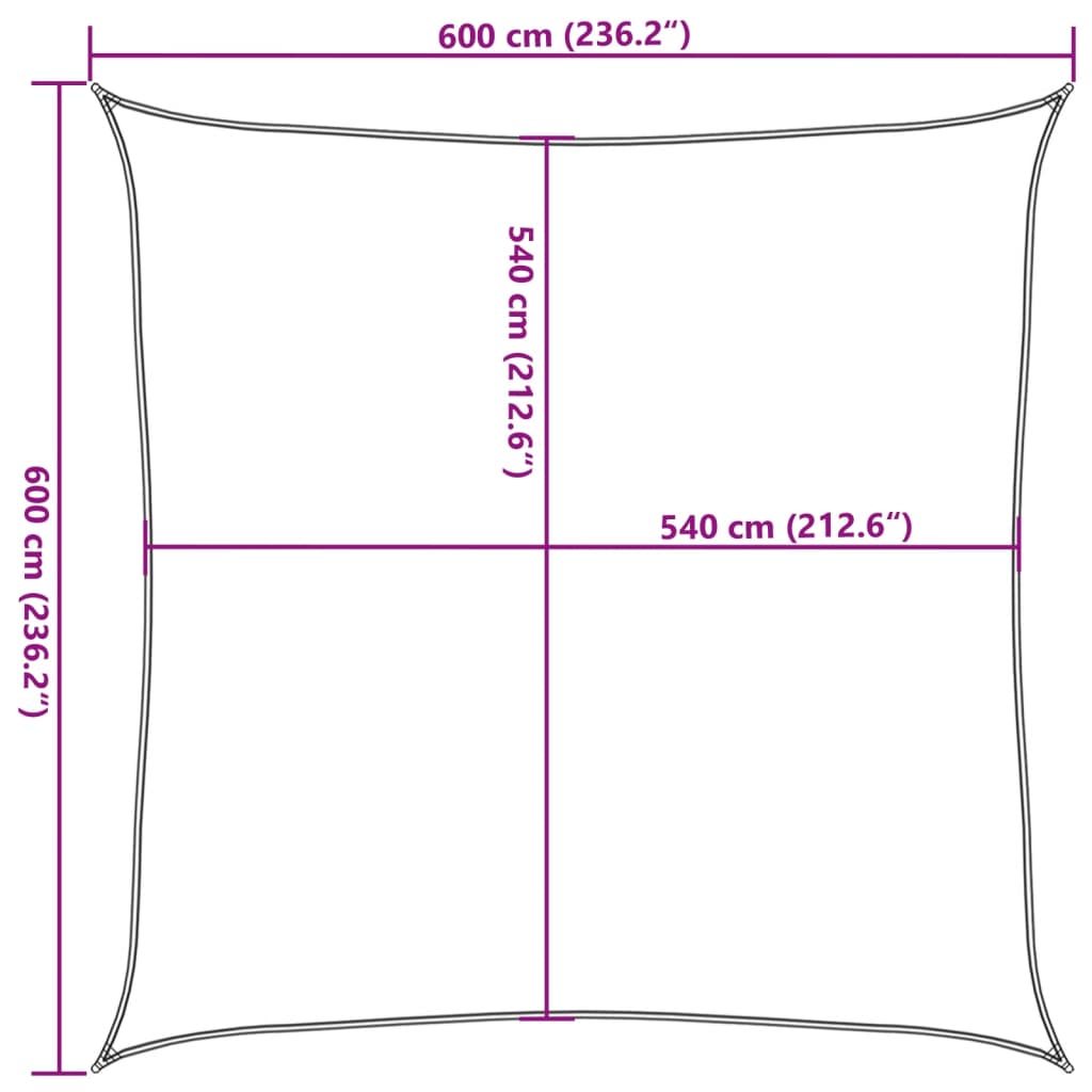 Uždanga nuo saulės, baltos spalvos, 6x6m, HDPE, 160g/m²