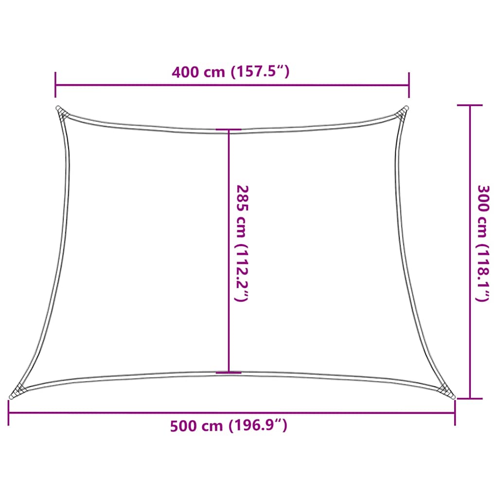Saulės skėtis, burė, 160 g/m², trapecijos formos, geltona, 4/5x3 m, HDPE