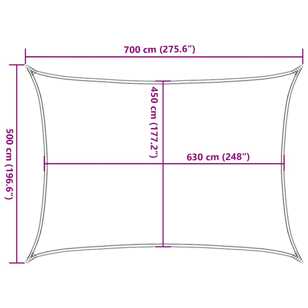 Uždanga nuo saulės, raudonos spalvos, 5x7m, HDPE, 160g/m²