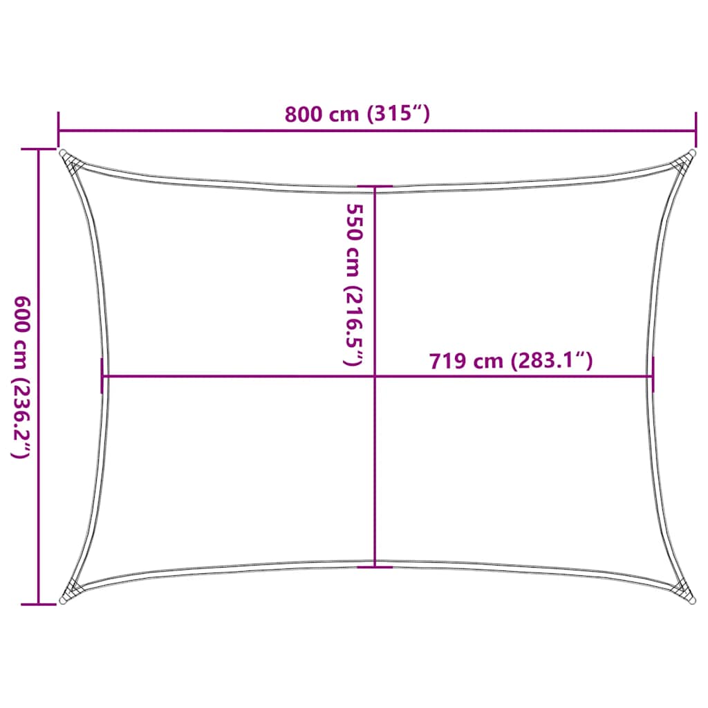 Uždanga nuo saulės, raudonos spalvos, 6x8m, HDPE, 160g/m²