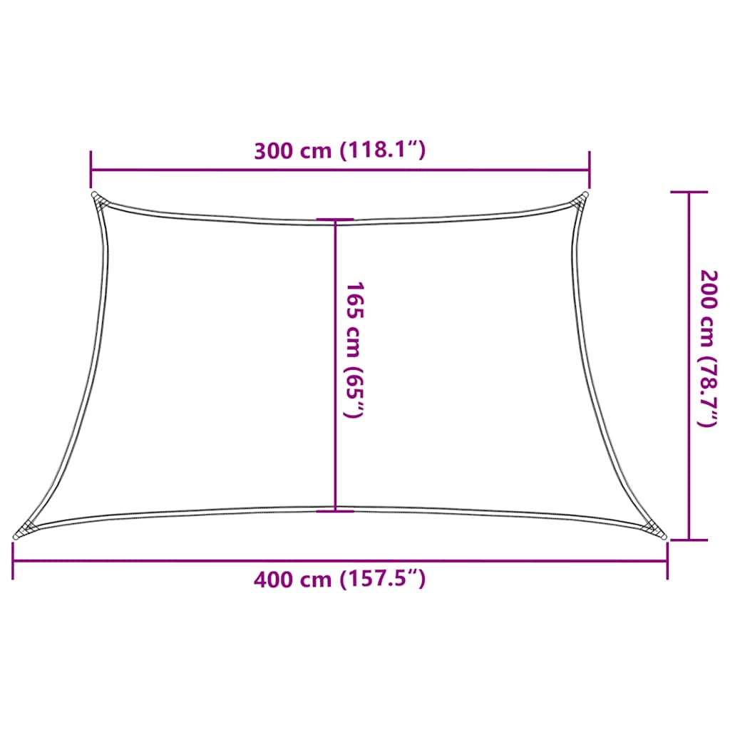 Saulės skėtis, burė, 160 g/m², trapecijos formos, oranžinė, 3/4x2 m, HDPE