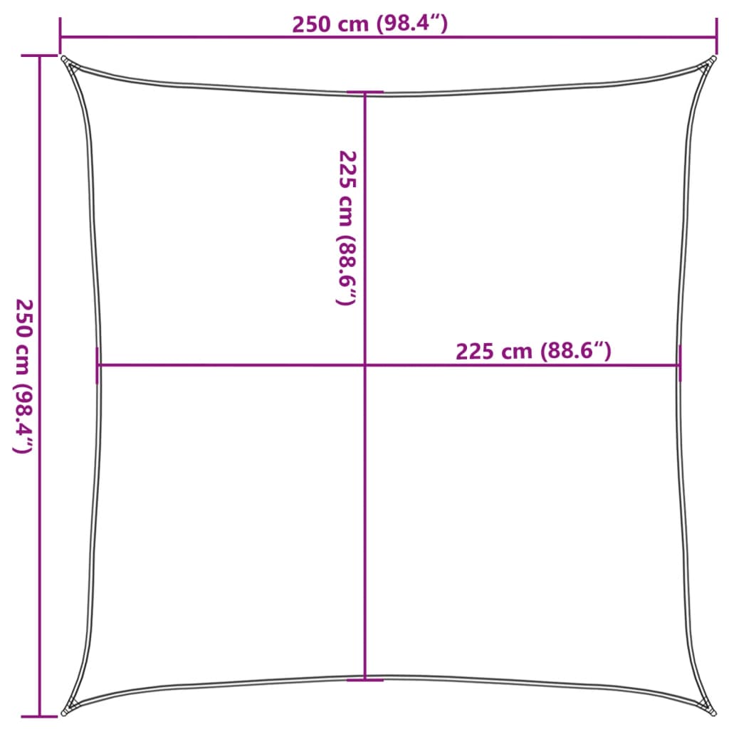 Uždanga nuo saulės, juodos spalvos, 2,5x2,5m, HDPE, 160g/m²