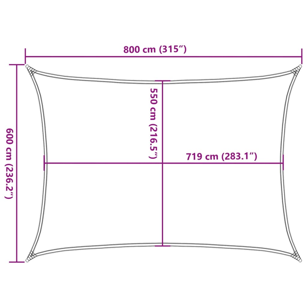 Uždanga nuo saulės, rudos spalvos, 6x8m, HDPE, 160g/m²