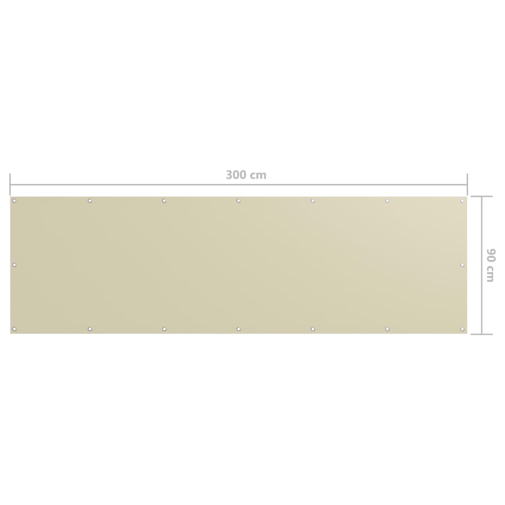 Balkono pertvara, kreminės spalvos, 90x300cm, oksfordo audinys