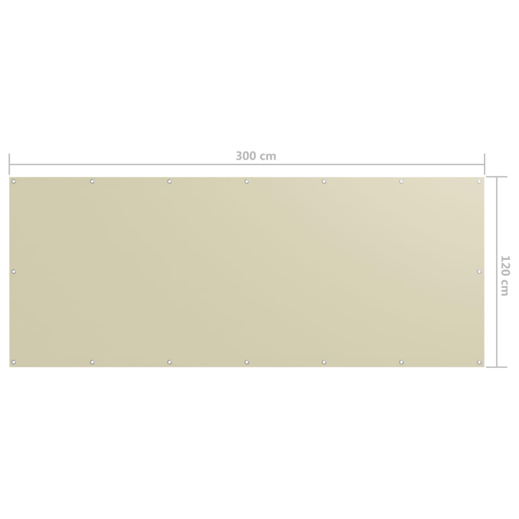 Balkono pertvara, kreminės spalvos, 120x300cm, oksfordo audinys