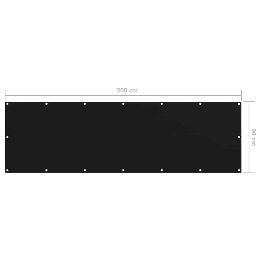 Balkono pertvara, juodos spalvos, 90x300cm, oksfordo audinys