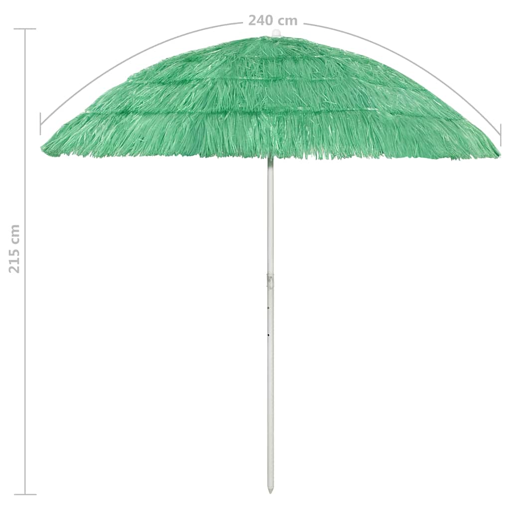 Paplūdimio skėtis, žalios spalvos, 240cm, havajietiško dizaino