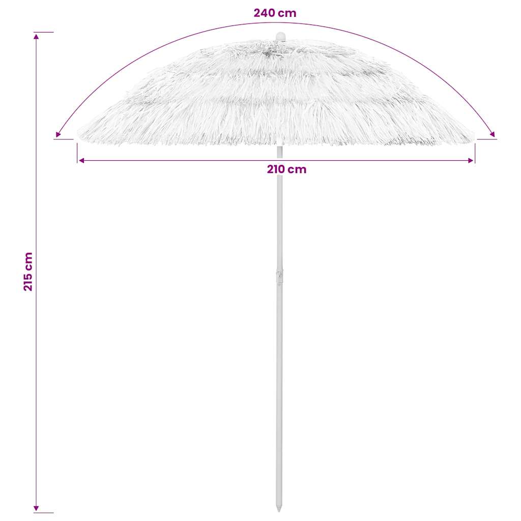 Paplūdimio skėtis, baltos spalvos, 240cm, havajietiško dizaino