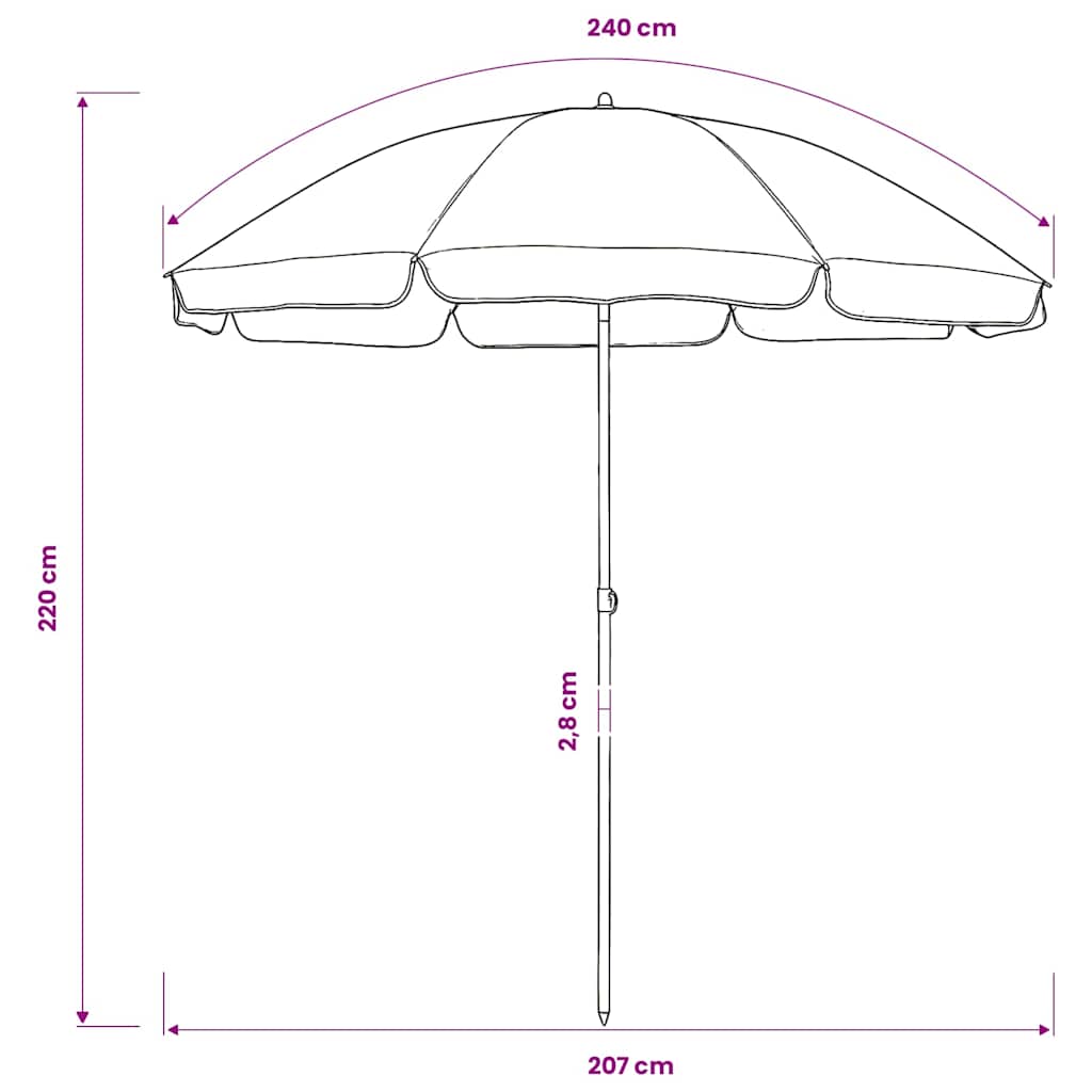 Paplūdimio skėtis nuo saulės, smėlio geltonos spalvos, 240cm