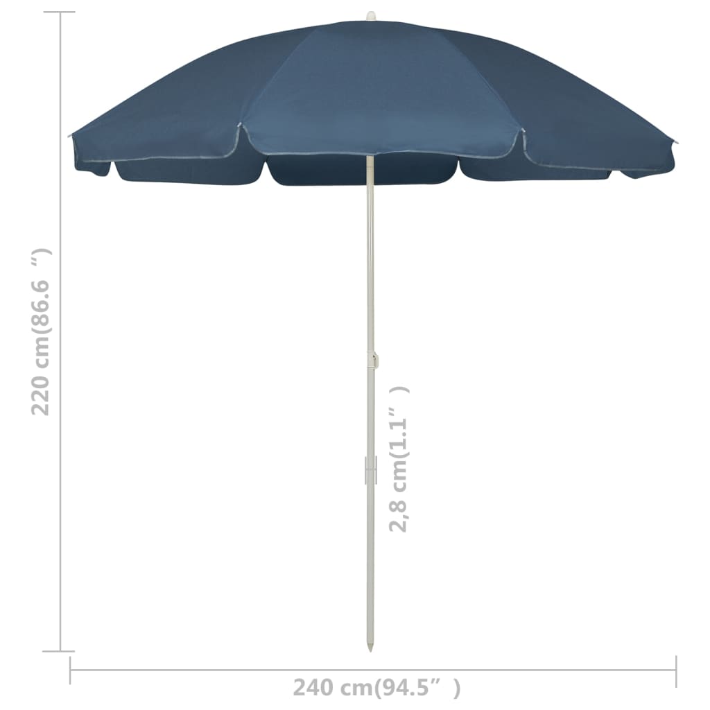 Paplūdimio skėtis nuo saulės, mėlynos spalvos, 240cm