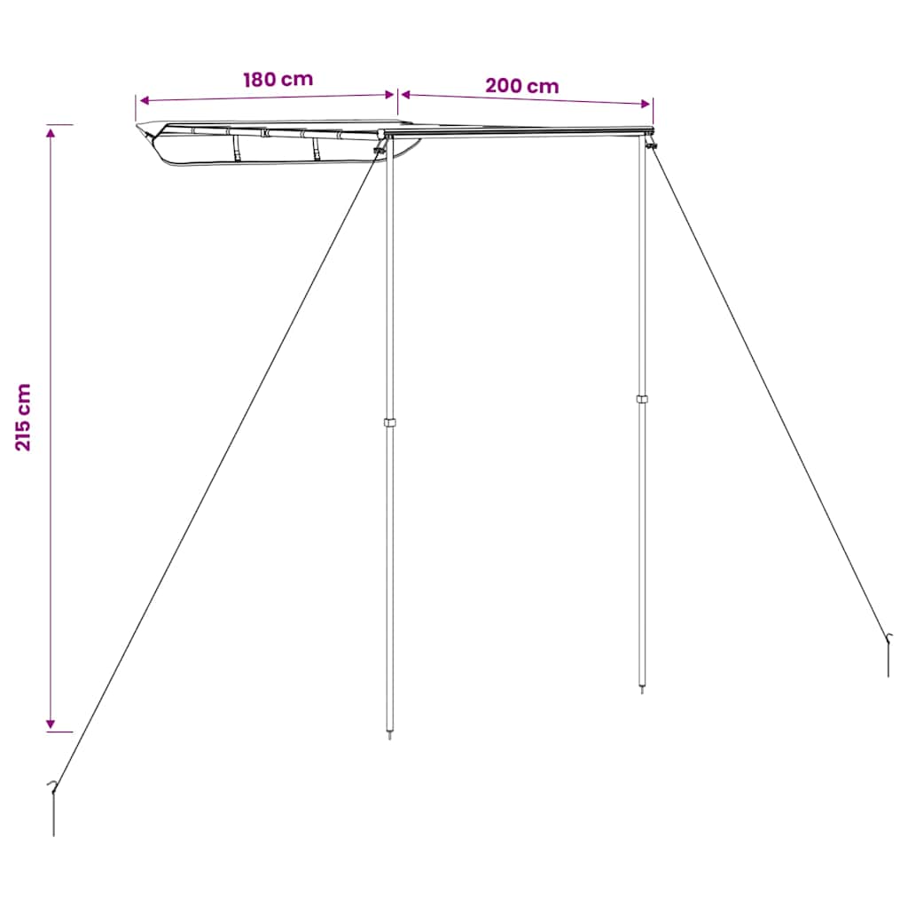 Markizė nameliui ant ratų, smėlio spalvos, 1,8x2x2,15m
