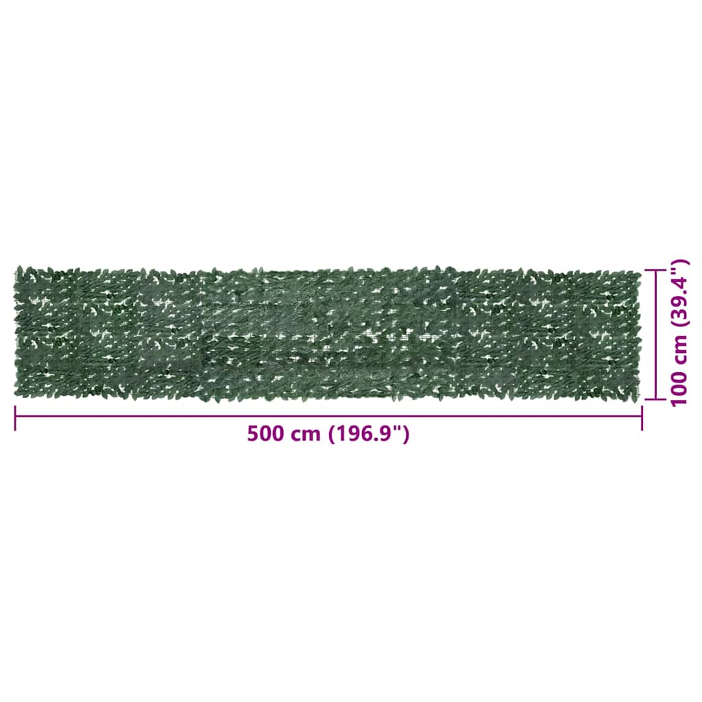 Balkono pertvara, 500x100cm, su tamsiai žaliais lapais