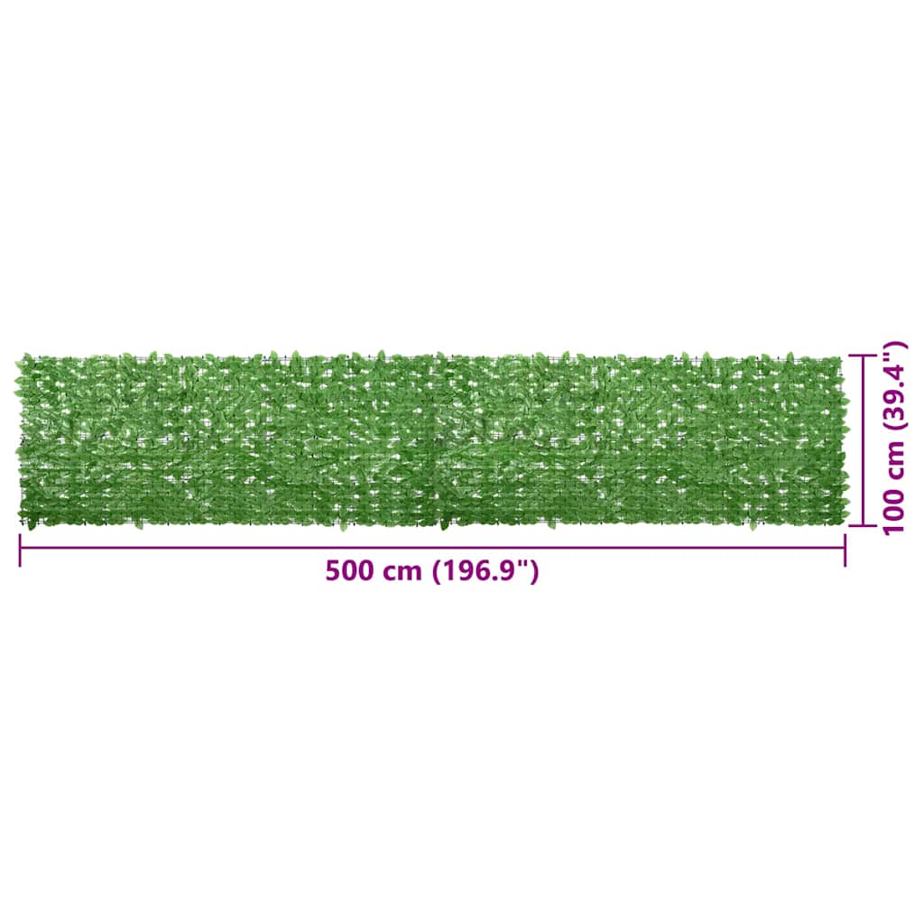 Balkono pertvara, 500x100cm, su žaliais lapais