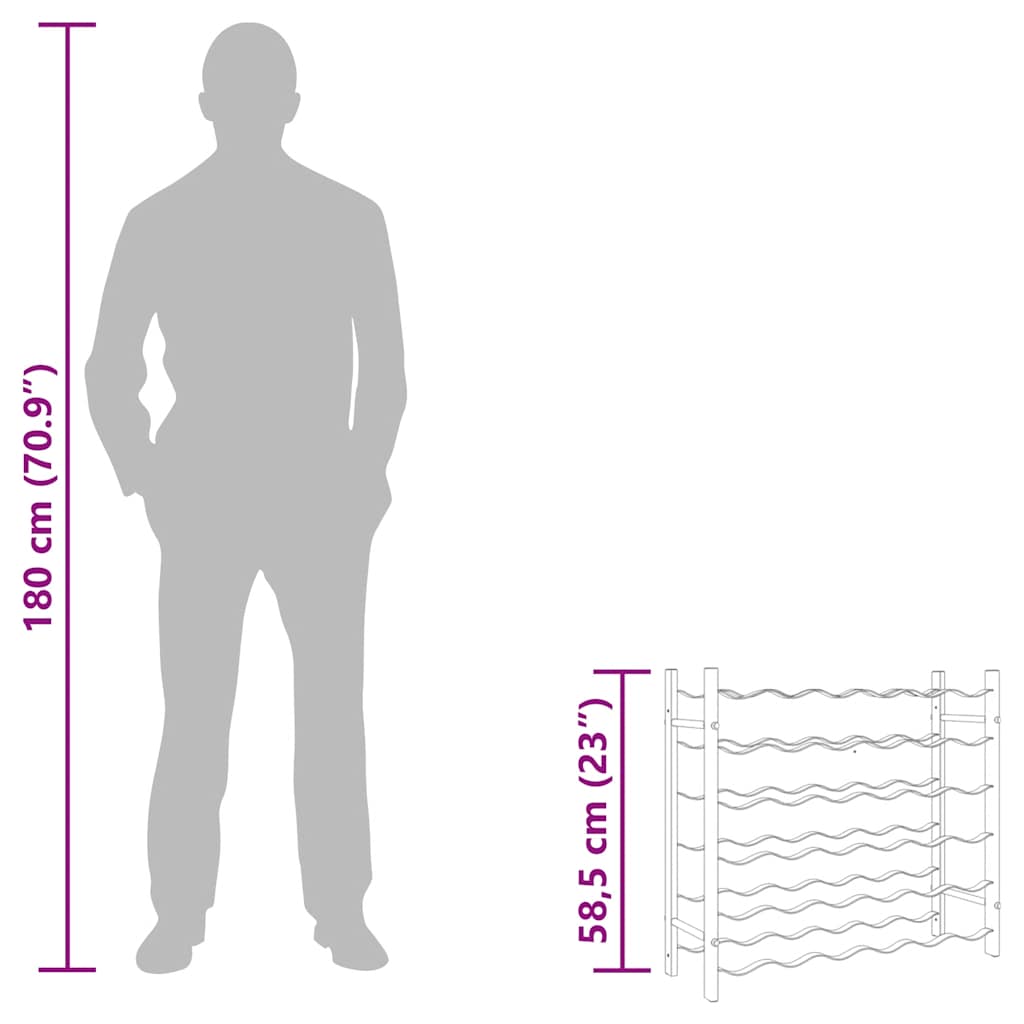 Vyno laikiklis 36 buteliams, juodos spalvos, geležis