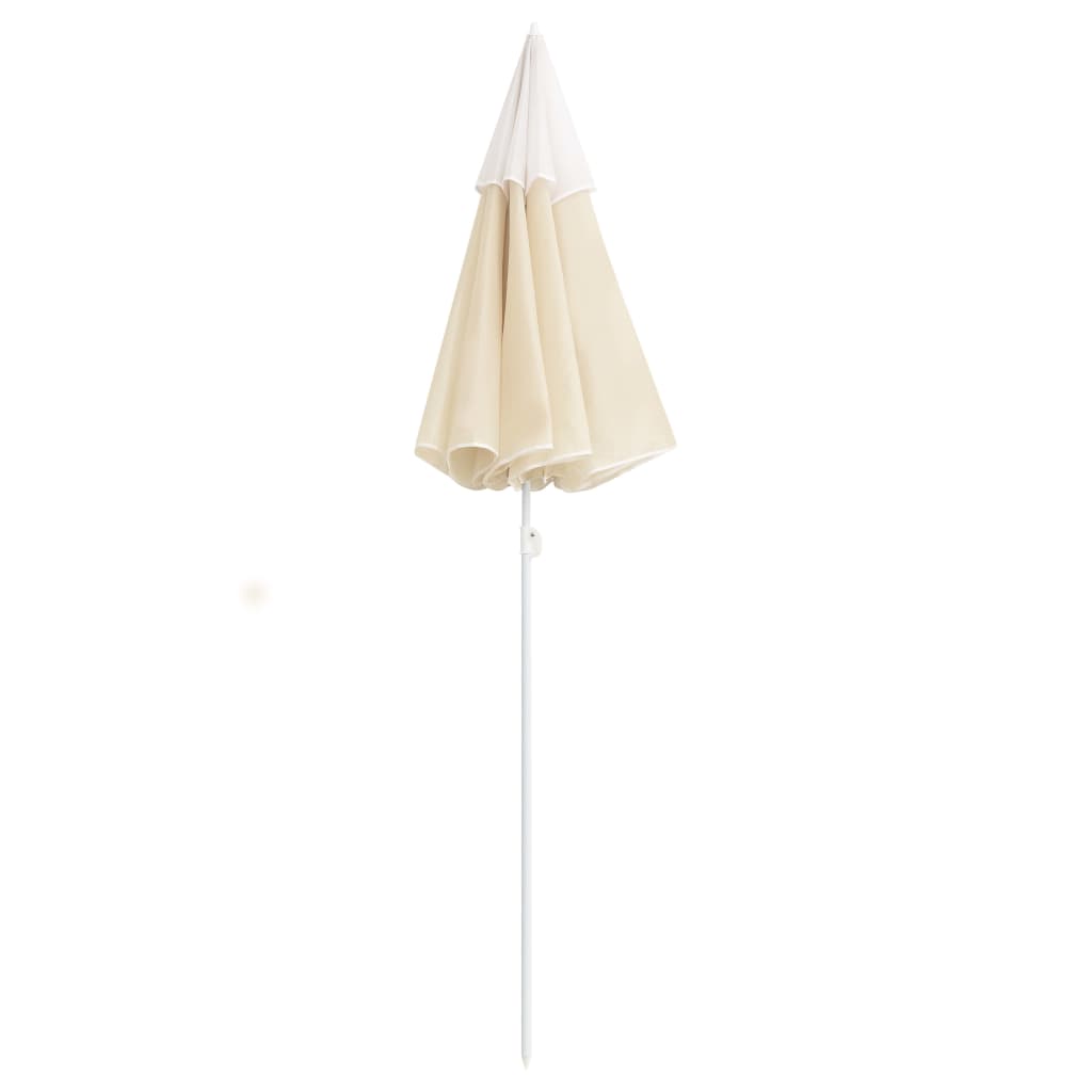 Sodo skėtis nuo saulės su plieniniu stulpu, smėlio, 180cm