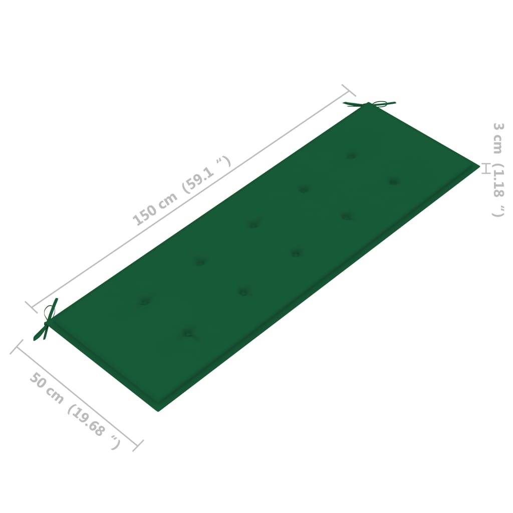 Sudedamas sodo suoliukas su pagalvėle, 159 cm, tikmedis