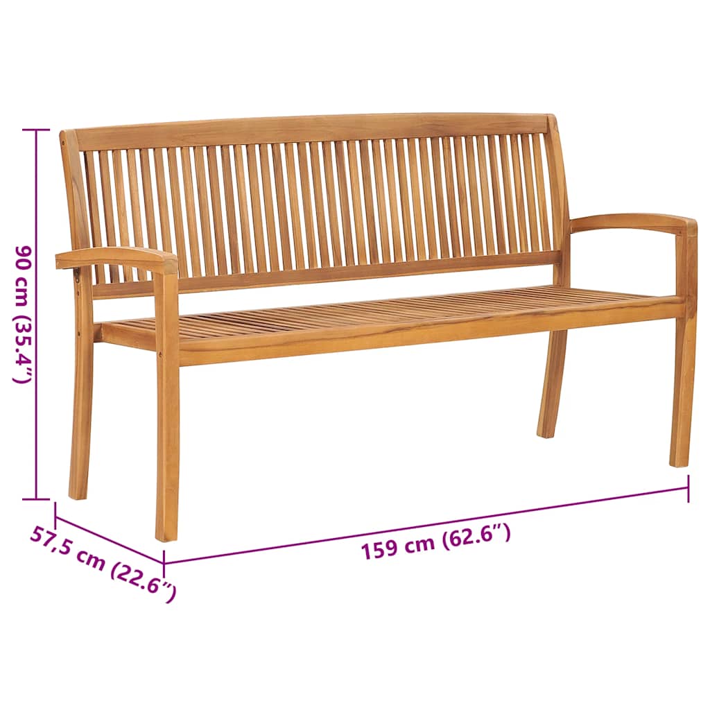 Sudedamas sodo suoliukas su pagalvėle, 159 cm, tikmedis