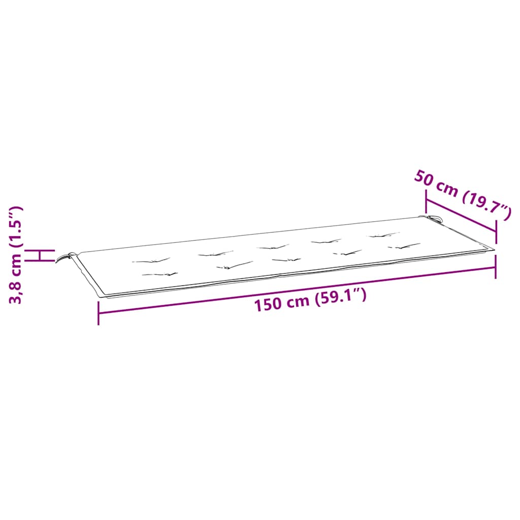 Sudedamas sodo suoliukas su pagalvėle, 159 cm, tikmedis
