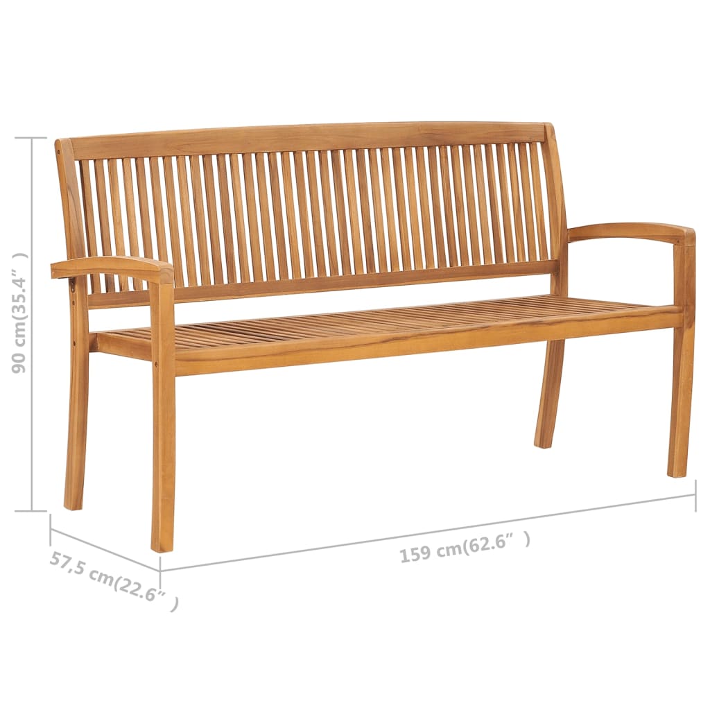 Sudedamas sodo suoliukas su pagalvėle, 159 cm, tikmedis