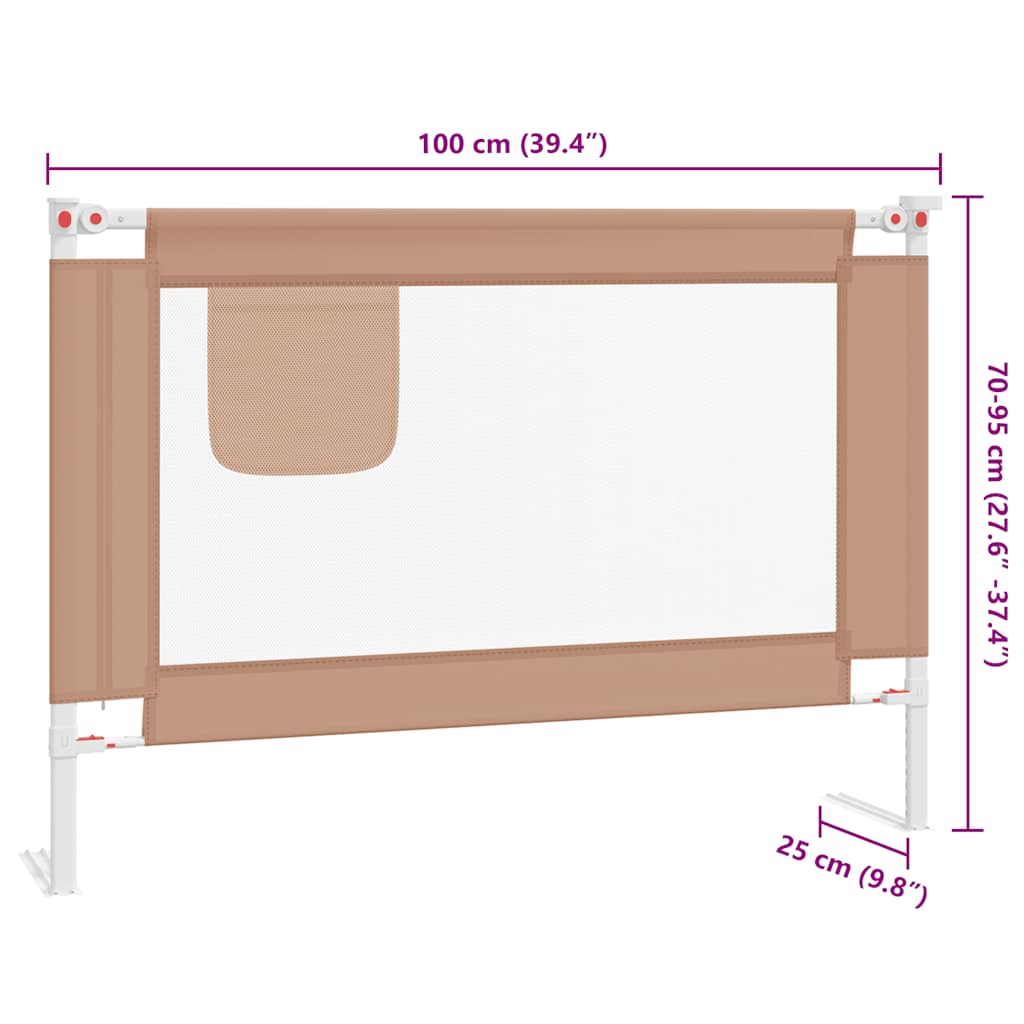 Apsauginis turėklas vaiko lovai, taupe, 100x25cm, audinys