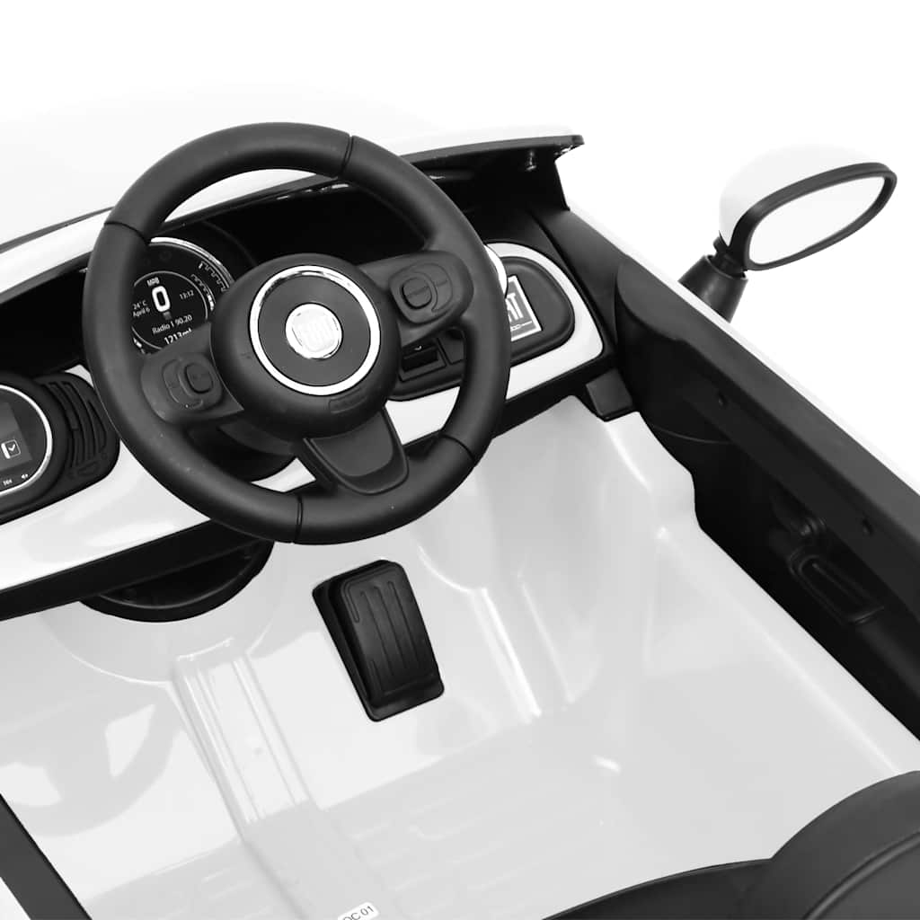 Elektrinis vaikiškas automobilis Fiat 500, baltos spalvos