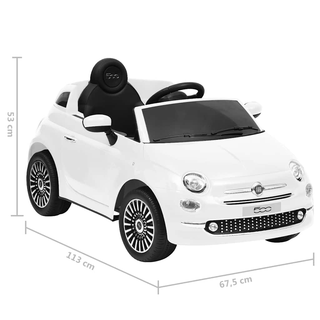 Elektrinis vaikiškas automobilis Fiat 500, baltos spalvos