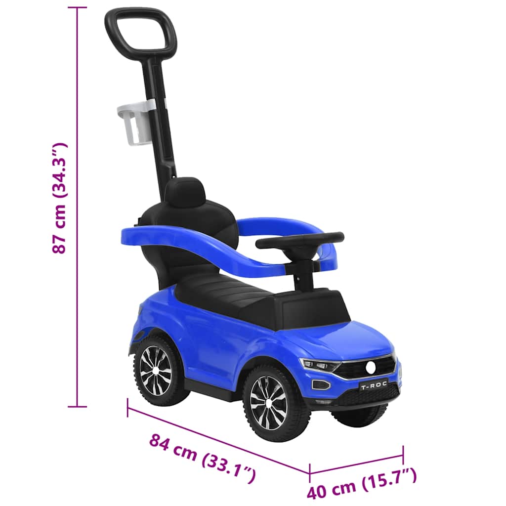 Paspiriamas vaikiškas automobilis Volkswagen T-Roc, mėlynas