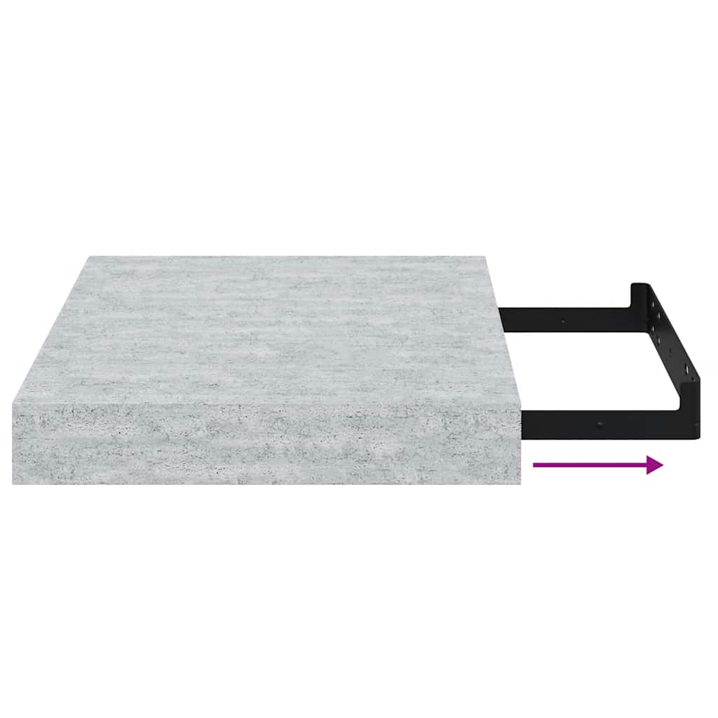 Pakabinamos lentynos, 2vnt., betono pilkos, 23x23,5x3,8cm, MDF