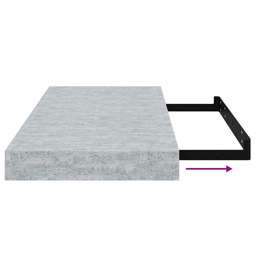 Pakabinamos sieninės lentynos, 2vnt., pilkos, 50x23x3,8cm, MDF
