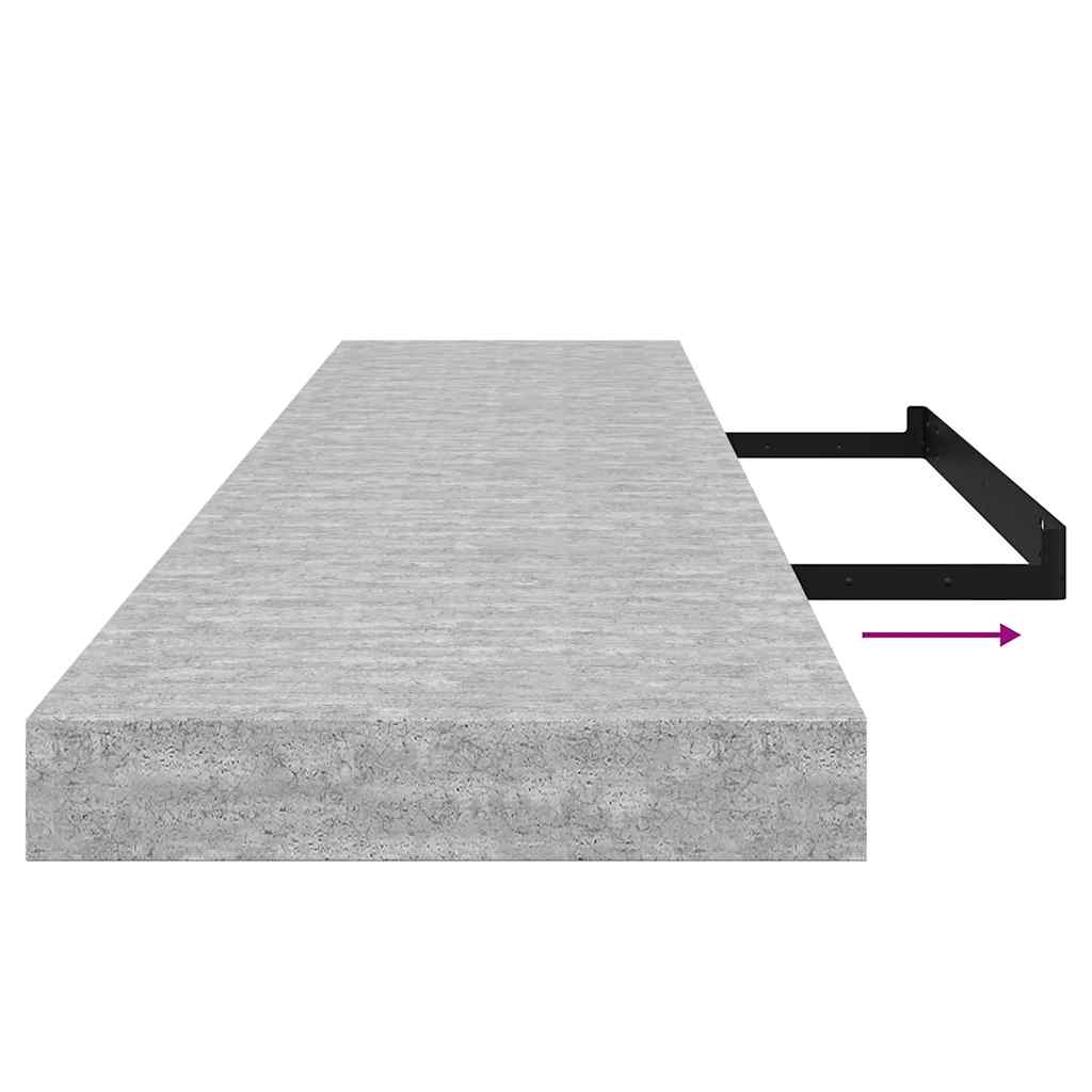 Pakabinamos lentynos, 4vnt., pilkos, 120x23,5x3,8cm, MDF