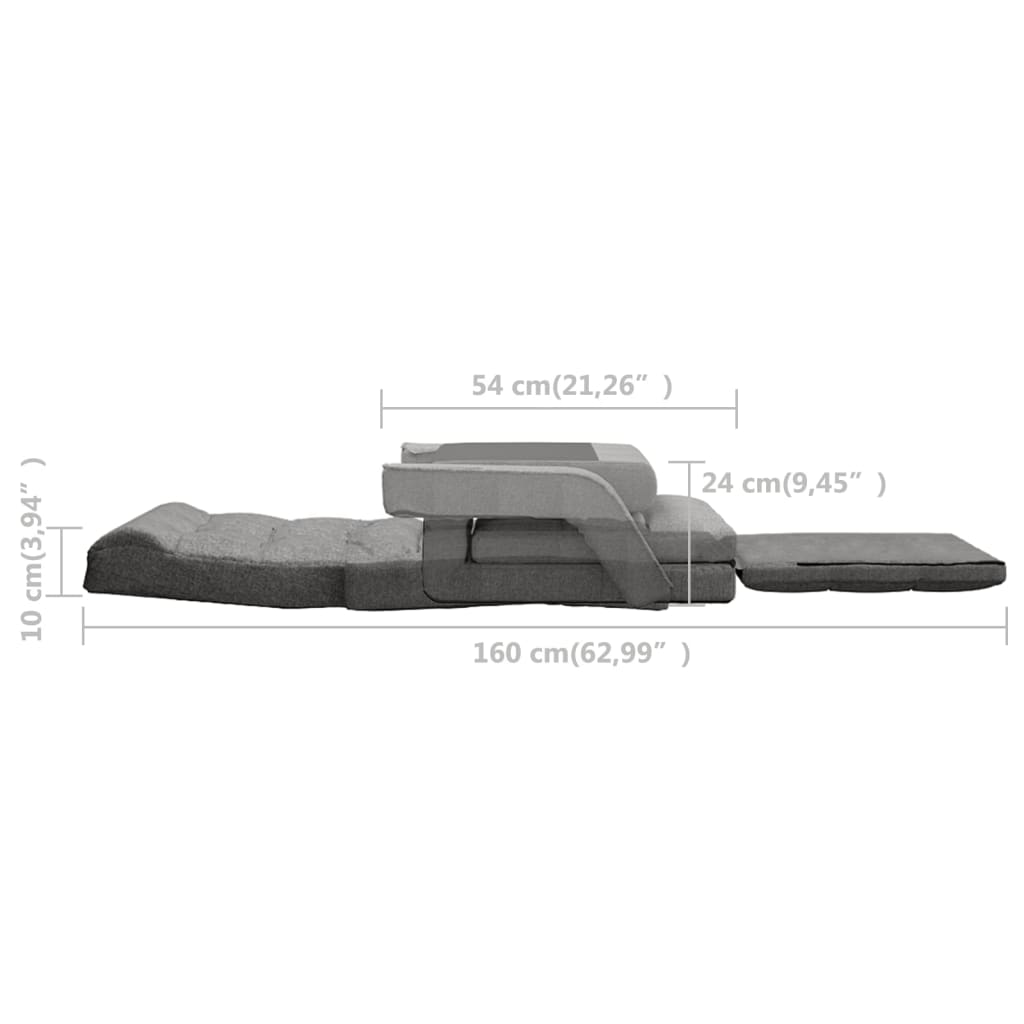 Čiužinukas-kėdė su miegojimo funkcija, šviesiai pilkas, audinys