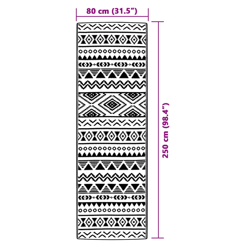 Lauko kilimas, ARAKIL juodos spalvos, 80x250cm, PP