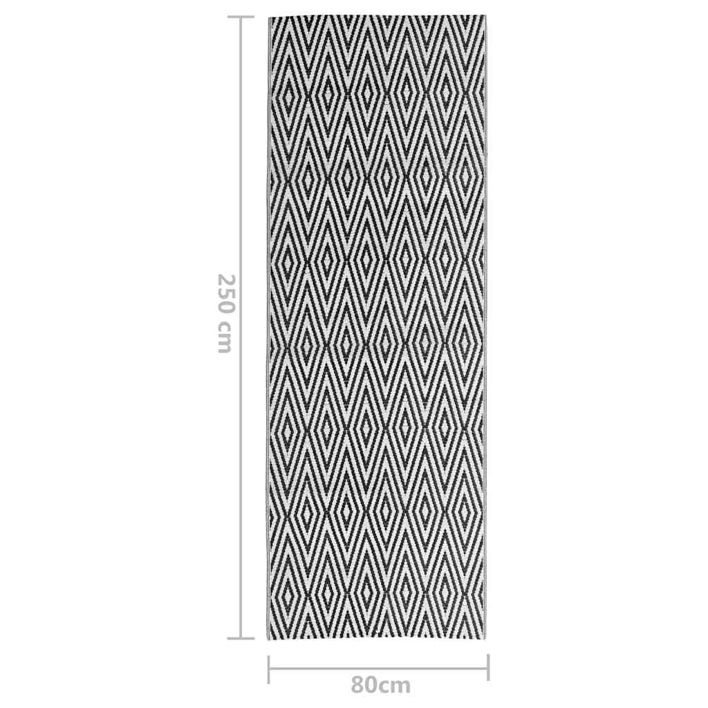 Lauko kilimas, ARAKIL juodos spalvos, 80x250cm, PP