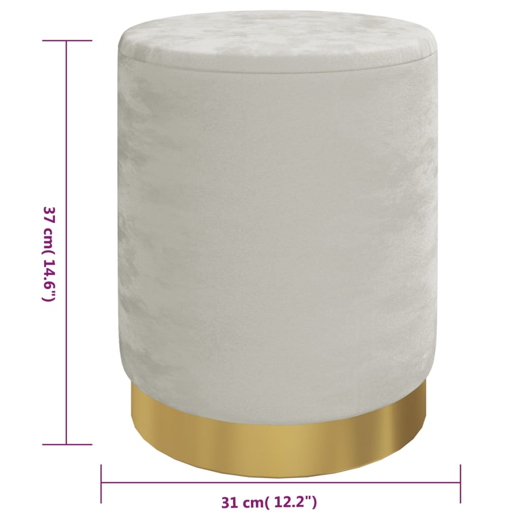 Pufas-daiktadėžė, šviesiai pilkos spalvos, aksomas, apskritas 31 x 37 cm