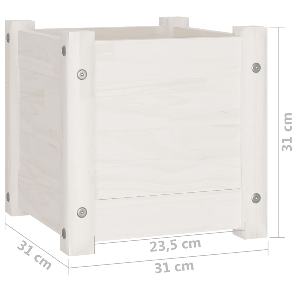 Sodo lovelis, baltas, 31x31x31cm, pušies medienos masyvas