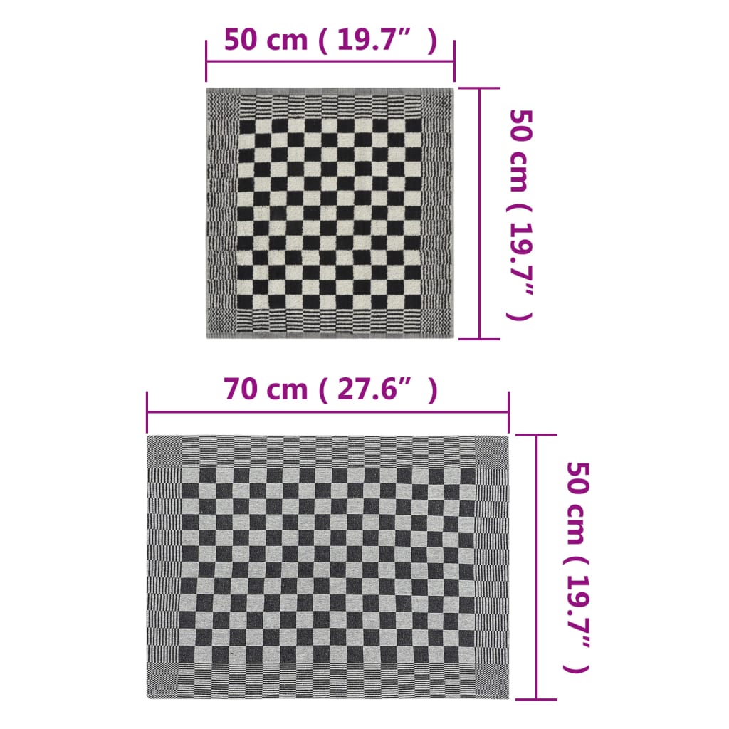 Rankšluosčių rinkinys, 10vnt., juodi ir balti, medvilnė