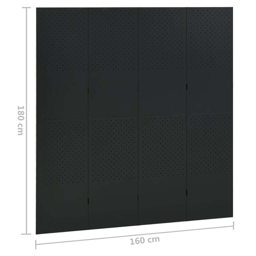 Kambario pertvaros, 4 dalių, 2vnt., juodos, 160x180cm, plienas