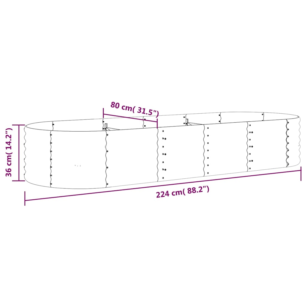 Aukštas sodo lovelis, sidabrinis, 224x80x36cm, cinkuotas plienas