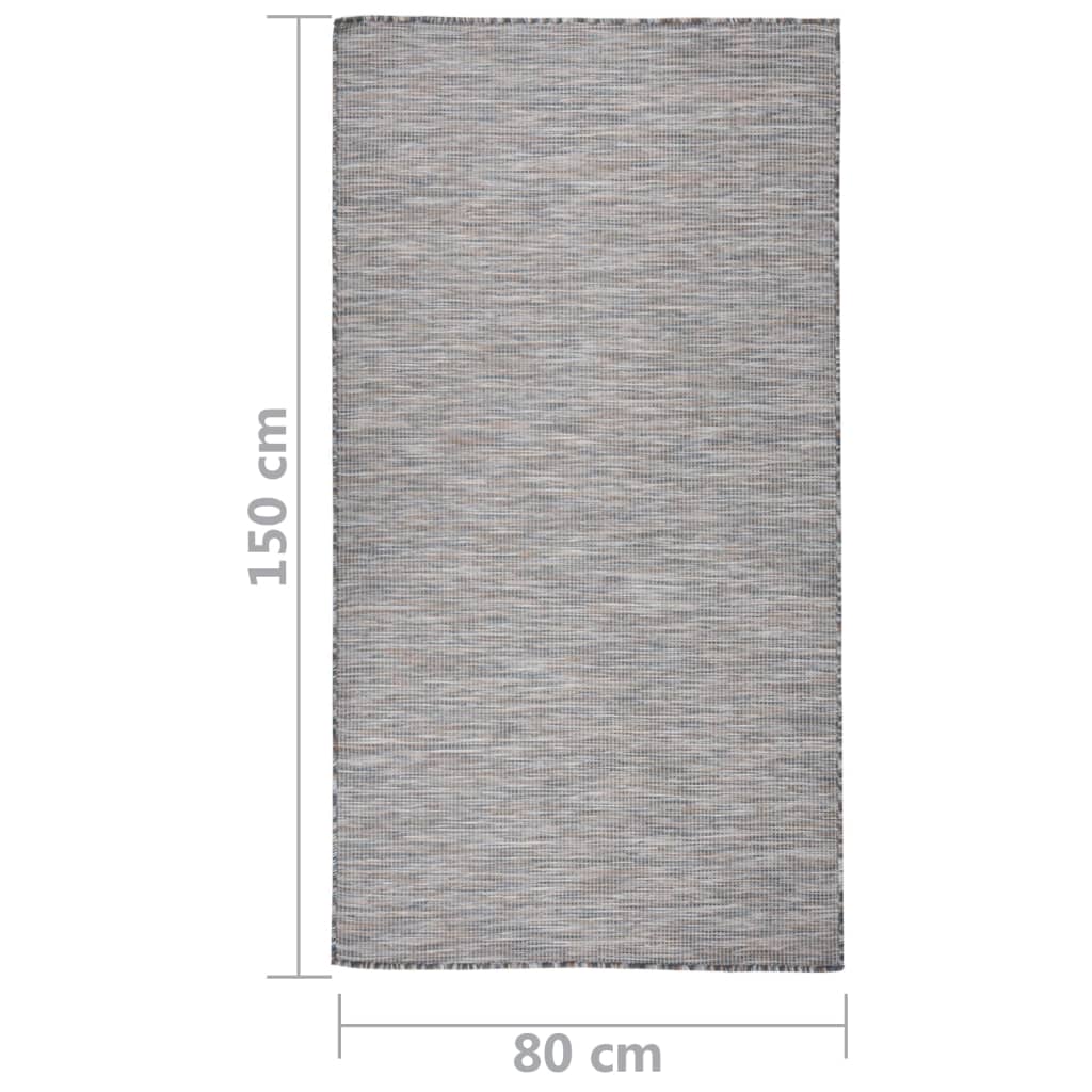 Lauko kilimėlis, rudas ir mėlyna, 80x150cm, plokščio pynimo