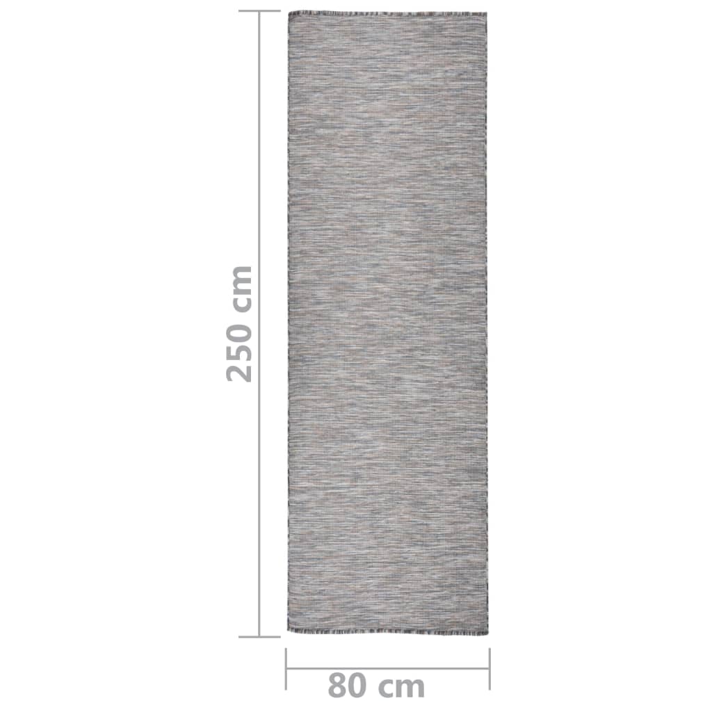 Lauko kilimėlis, rudas ir mėlyna, 80x250cm, plokščio pynimo