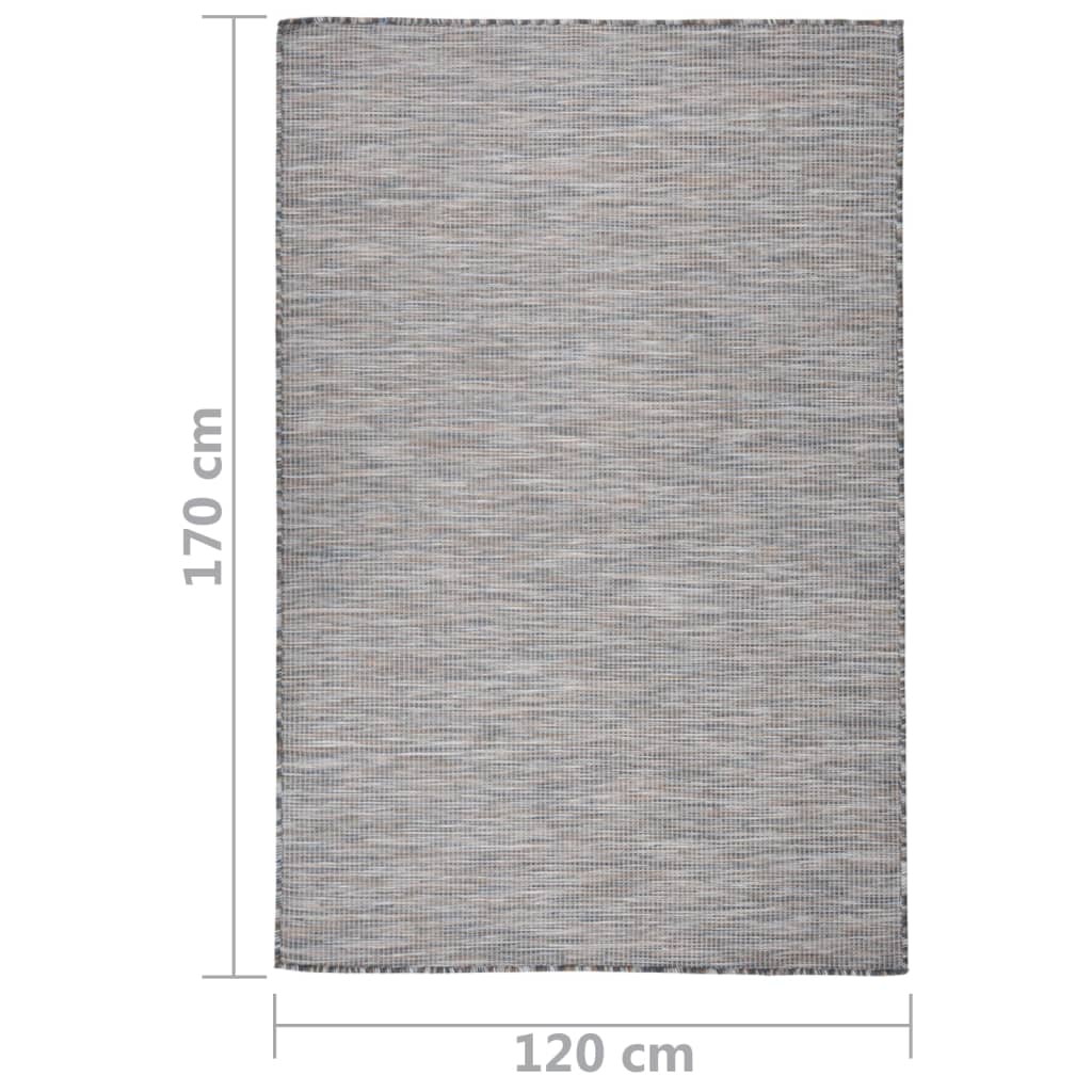 Lauko kilimėlis, rudas ir mėlyna, 120x170cm, plokščio pynimo