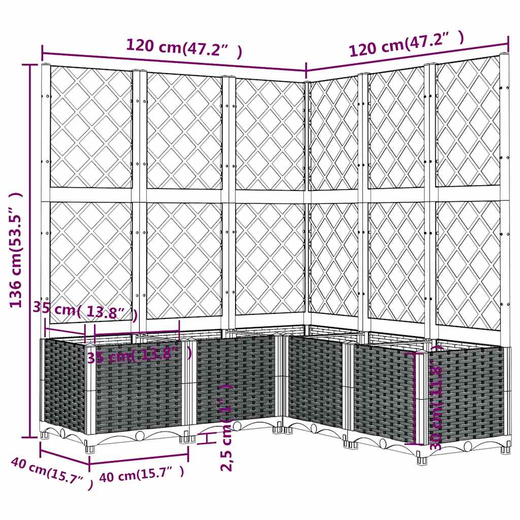 Sodo lovelis su treliažu, mėlyna pilkas, 120x120x136cm, PP