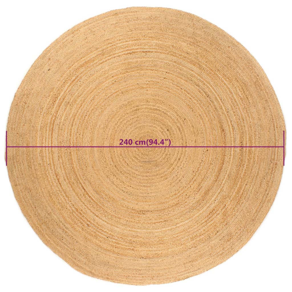 Kilimas, pintas džiutas, 240 cm, apvalus