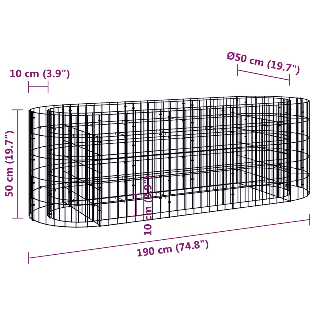 Gabiono lovelis, 190x50x50cm, galvanizuota geležis, aukštas
