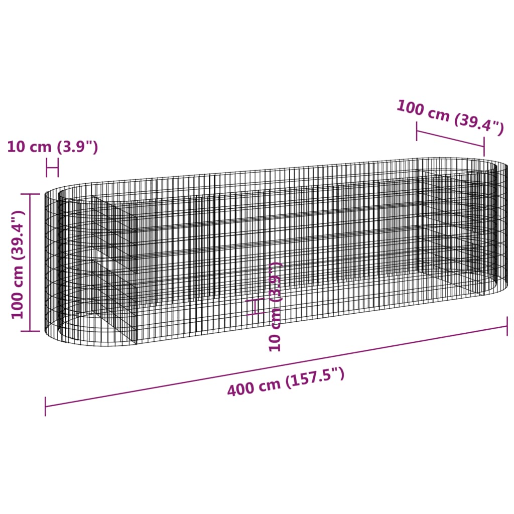 Gabiono lovelis, 400x100x100cm, galvanizuota geležis, aukštas