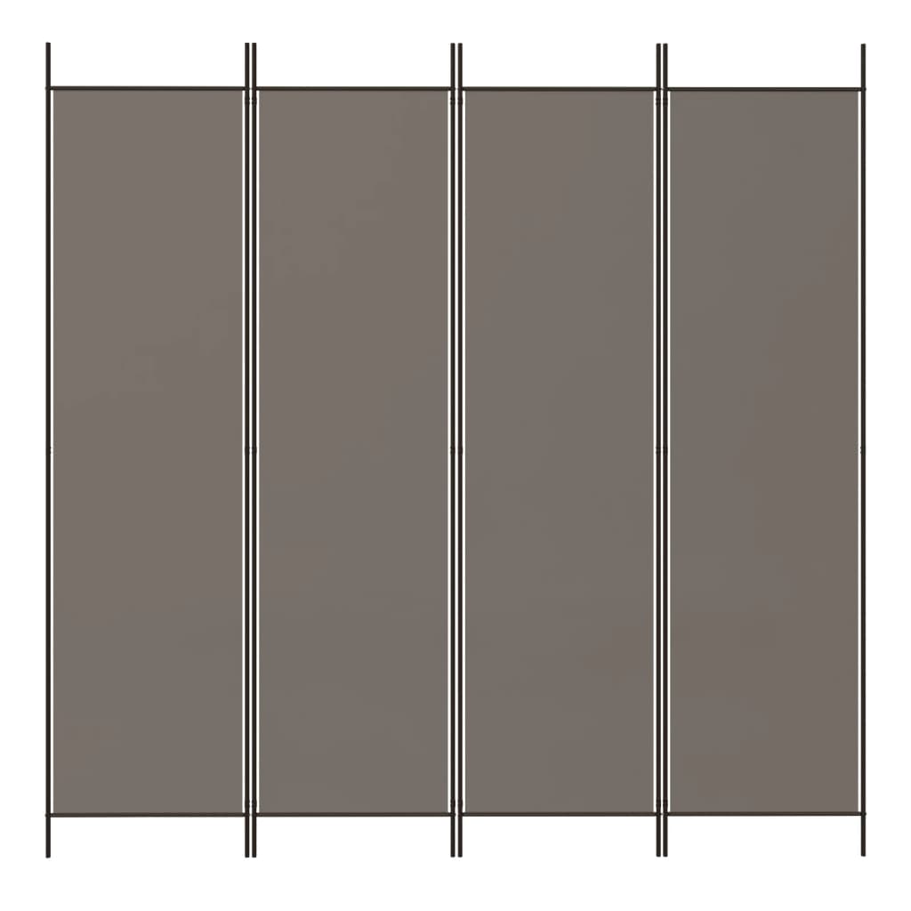 Kambario pertvara, 4 dalių, antracito, 200x200cm, audinys