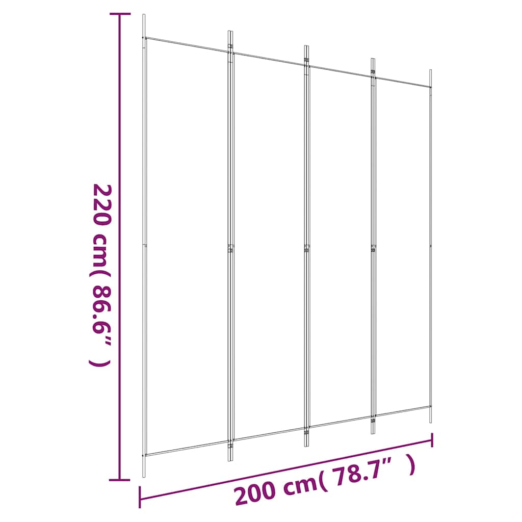 Kambario pertvara, 4 dalių, rudos spalvos, 200x220cm, audinys